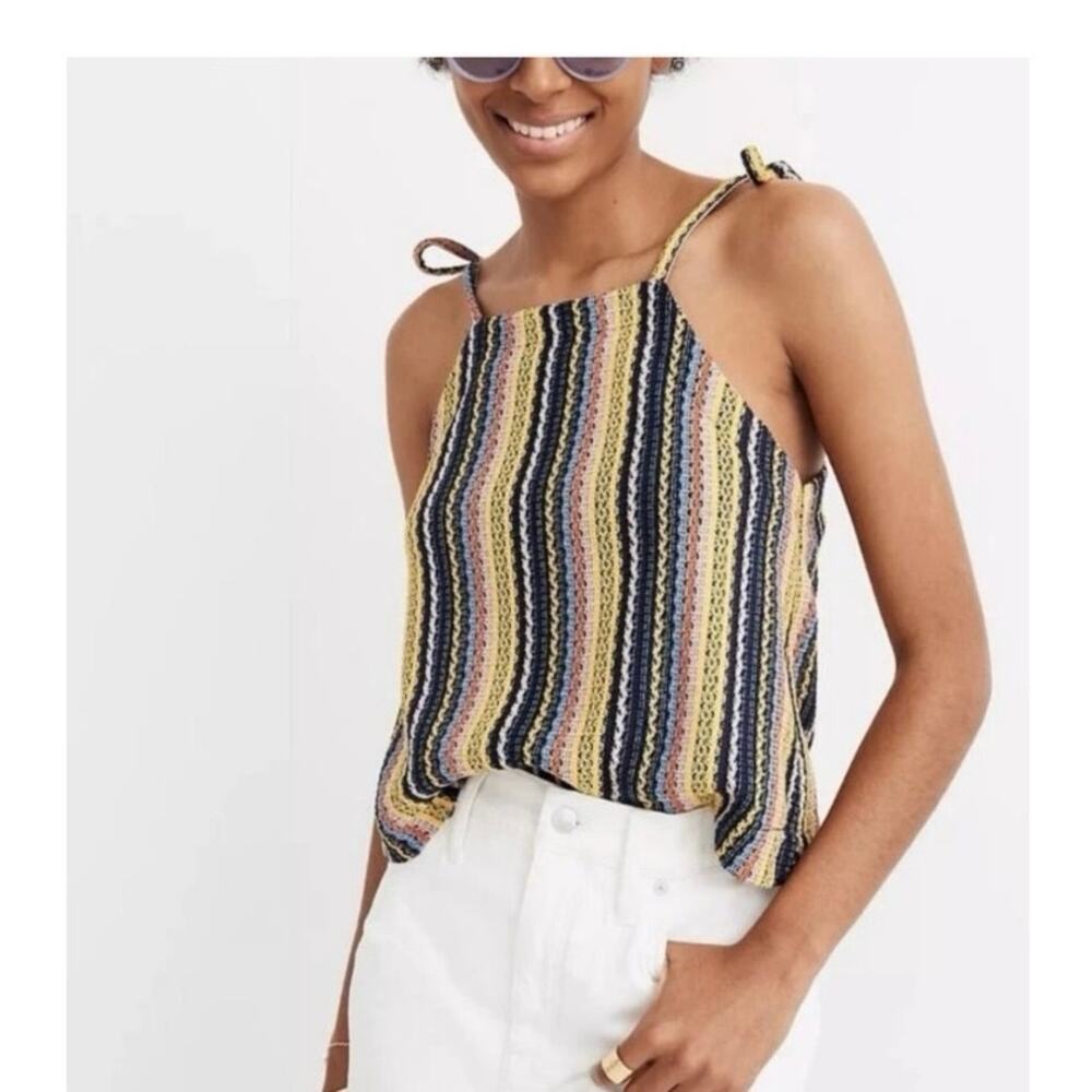 Texture & Thread Madewell Crochet Look Tie Strap Cami Top Boho Coastal Summer M